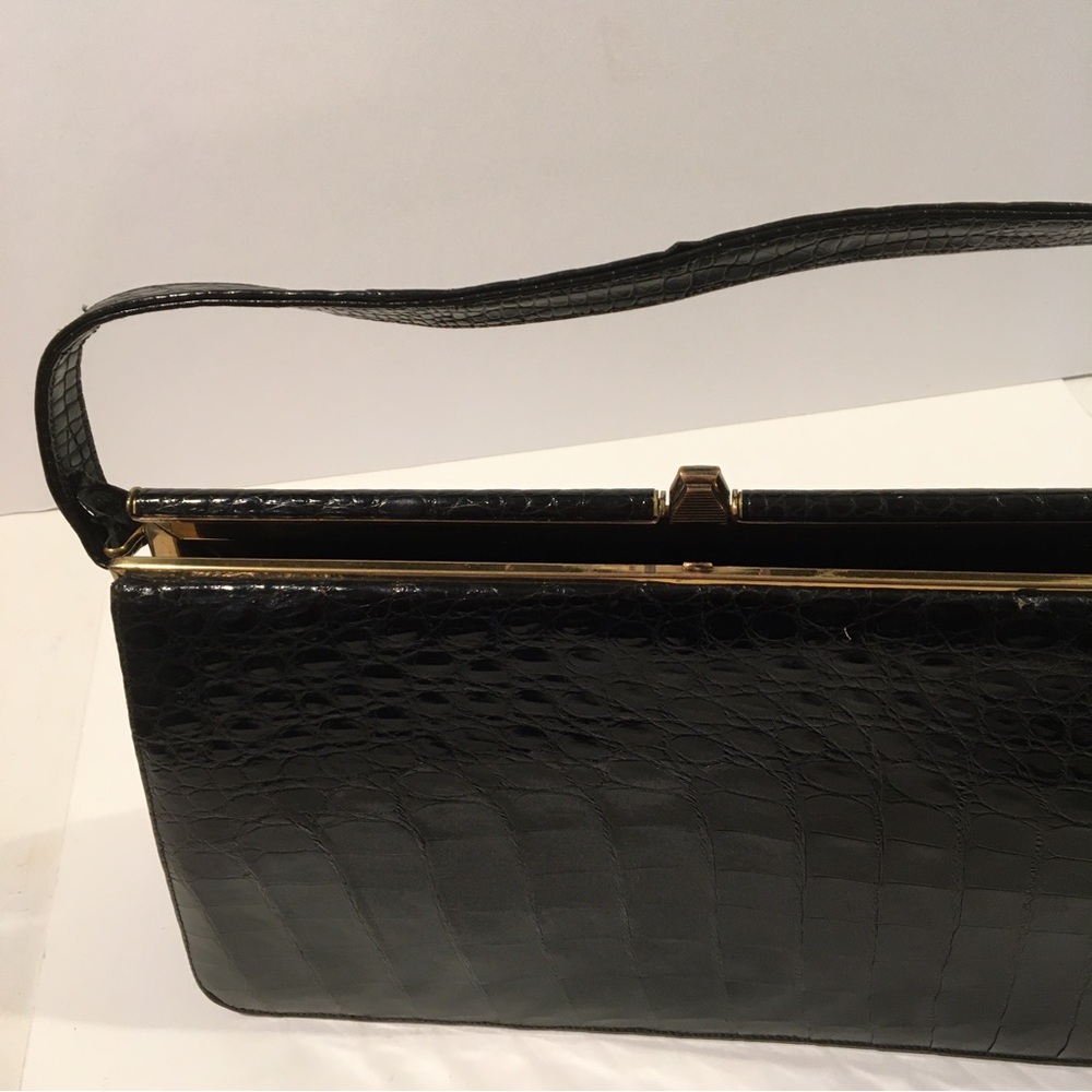 Sterling USA vintage black alligator purse